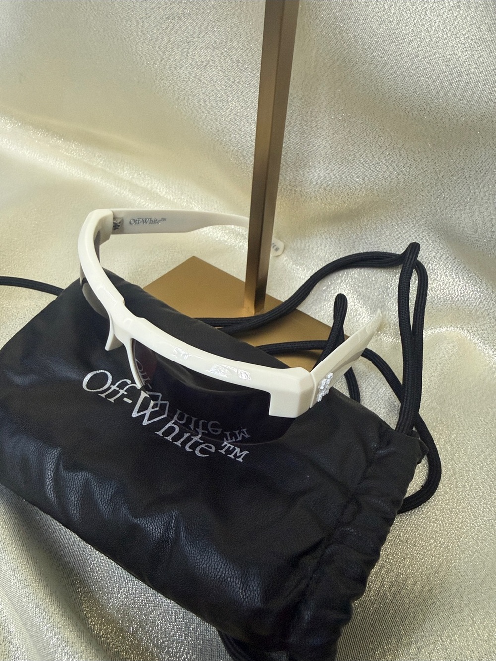 Off-White White Shield Sunglasses with Black Lens